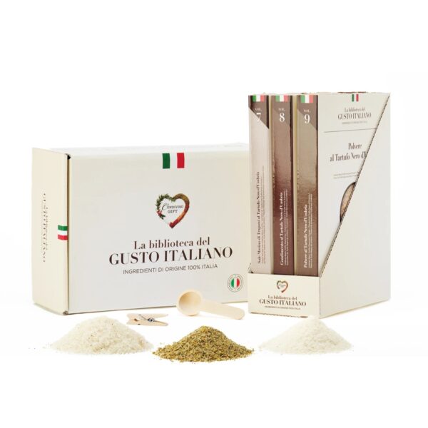 Condiviso Gift — La Biblioteca del Gusto: 21 miscele di spezie in pack a libro, con sito e catalogo suoi