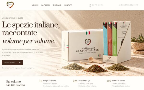 Condiviso Gift — La Biblioteca del Gusto: 21 miscele di spezie in pack a libro, con sito e catalogo suoi