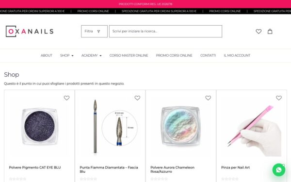 Oxa Nails — Da un sito vecchio e lento a una piattaforma che regge e-commerce e academy